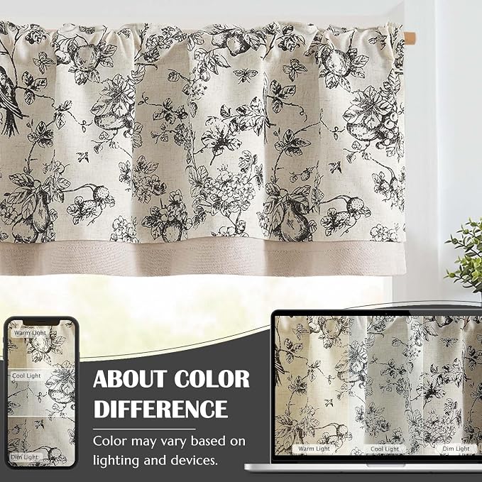 jinchan Linen Valance Curtain for 16 Inch Rustic Farmhouse Country Windows for - Image 9