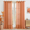 LAMIT Burnt Orange Sheer Linen Curtains, 84 inch Light Filtering Semi Sheer by LAMIT