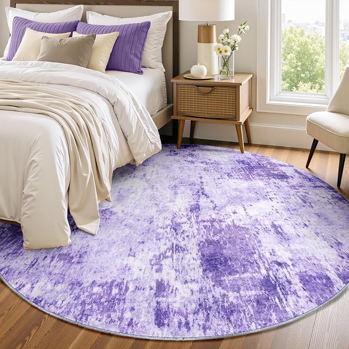 Washable Area Rugs 6ft Non-Slip Modern Abstract Soft by RELEANY