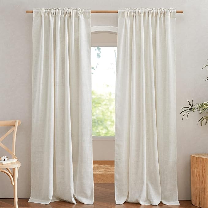 NICETOWN Flax Linen Curtains 84 inch Long, Rod Pocket & Back Tab Semi Sheer - Image 4