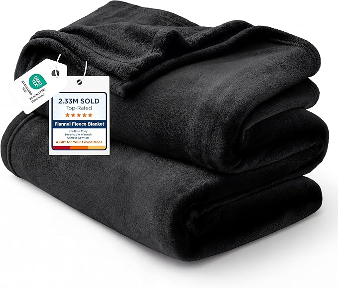 Bedsure GentleSoft Fleece Bed Blankets Large Size Black by BEDSURE