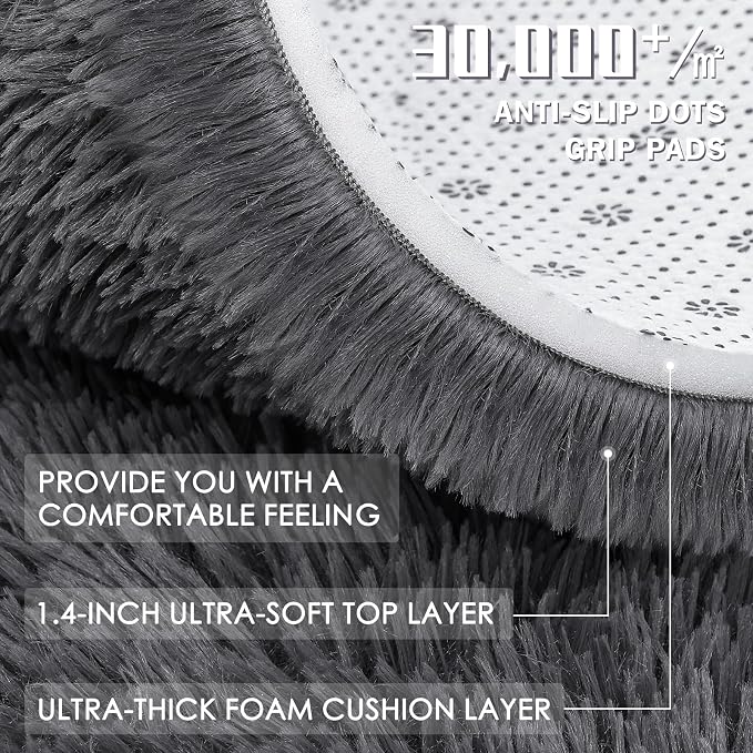 OLANLY Grey Round Rugs for Bedroom - Image 7