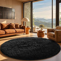 Ophanie Round Rug 8Ft Black Circle Area Rug, Room Decor by Ophanie