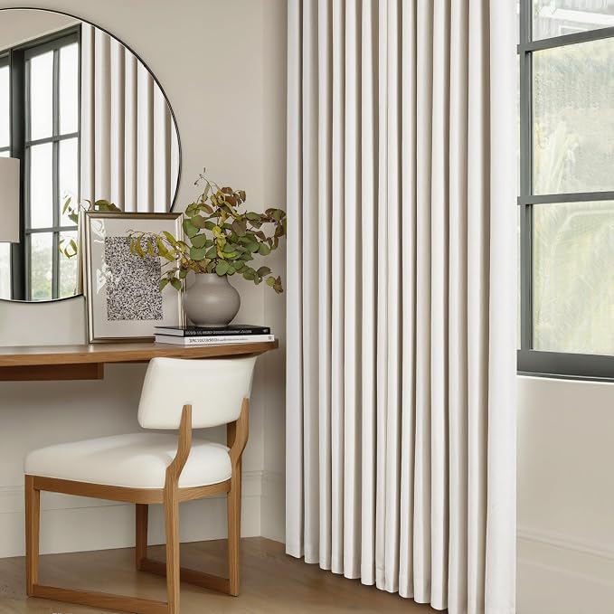 Natural Pinch Pleated Linen Blackout 105 Inch Curtains 2 Panels - Image 8