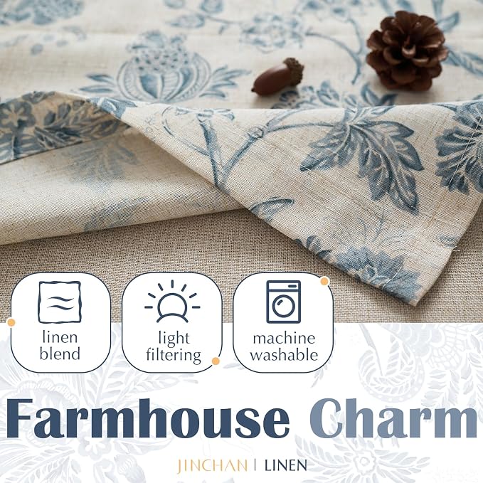 jinchan Floral Valance Curtain Linen Kitchen Valance - Image 4