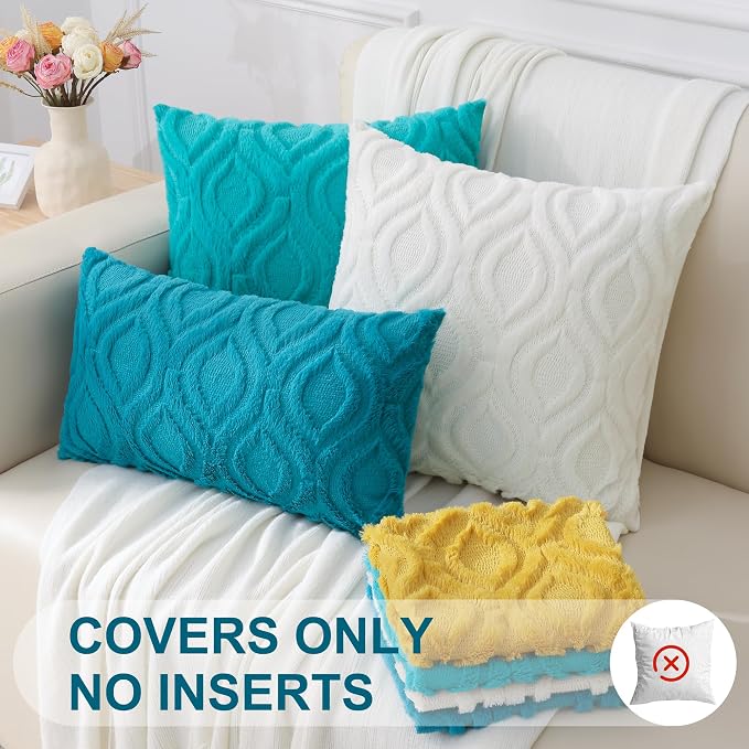 decorUhome Summer Throw Pillow Covers 22x22 Inch Set of 2, Soft Plush Faux Wool - Image 8