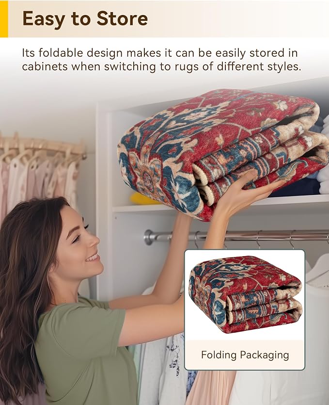 RELEANY Washable Area Rug, Water Repellent, Pet Friendly, Vintage Floral Boho - Image 6