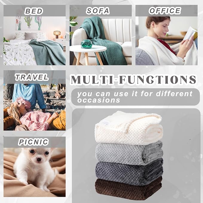 Newwiee 4 Pcs Flanne Fleece Throw Blanket - Image 6
