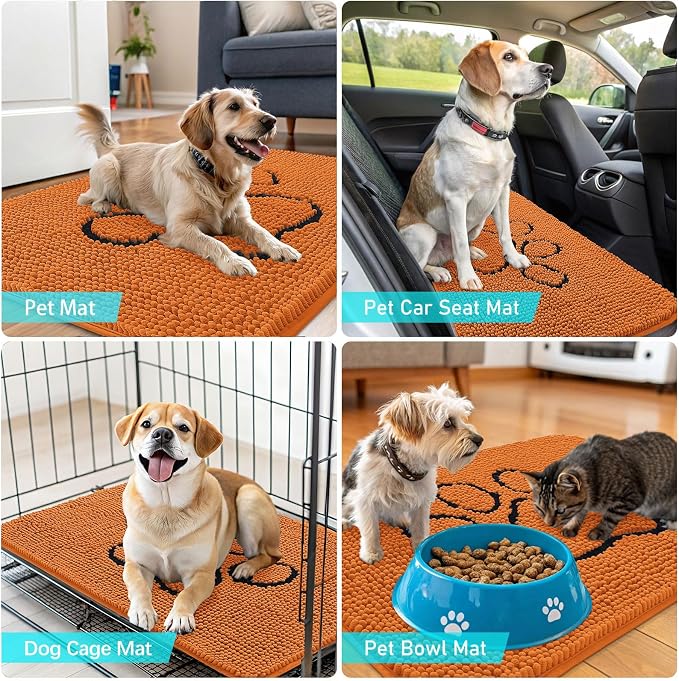 OLANLY Dog Door Mat for Muddy Paws 30x20, Paw Print Design, Absorbs Moisture - Image 7