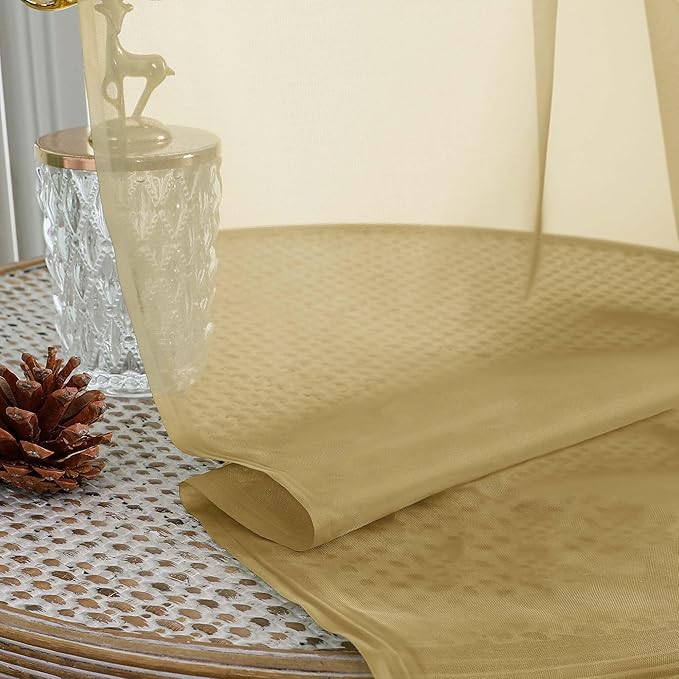 Gold Sheer Curtains for Bedroom Living Room 96 Inches Long 2 Panels, Modern - Image 5