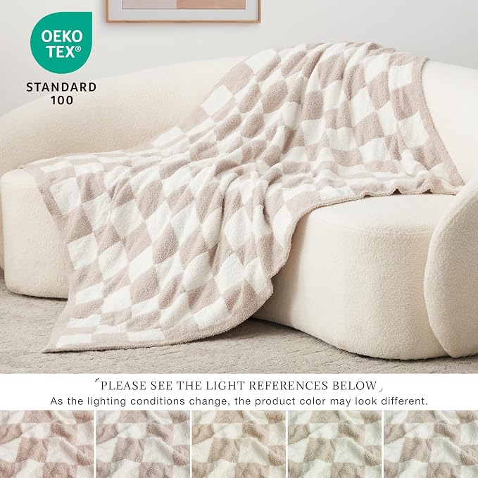 EXQ Home Checkered Throw Blanket, Knitted Blanket - Image 5