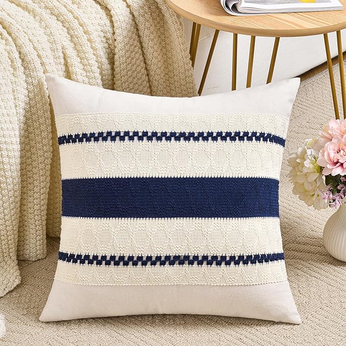 Fancy Homi Set of 1 Navy Blue Decorative Throw Pillow Covers 20x20 Inch by Fancy+Homi