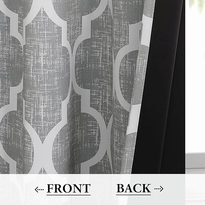 Beauoop Lattice Blackout Window Valance Curtain Panels Thermal Insulated Noise - Image 4
