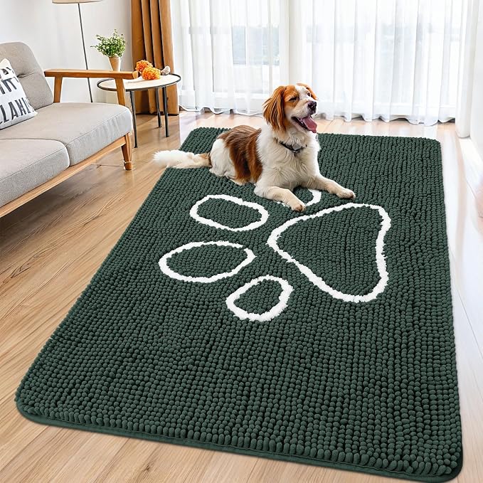 Smiry Dog Door Mat for Muddy Paws, Absorbent Dirt Trapper Non Slip Quick Dry by Smiry