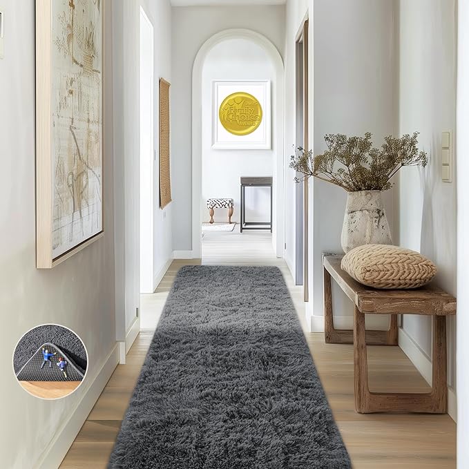 Ophanie Runner Rug for Hallway, 2x6 Upgrade Non-Slip Fluffy Soft Bedside Rugs by Ophanie