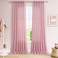 Nanspring Rose Linen Curtains 102 Inches Long 2 Panel Set Back Tab Rod Pocket by Nanspring