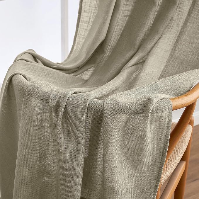 MIULEE Oatmeal Linen Curtains 72 Inch Length 2 Panels - Image 6