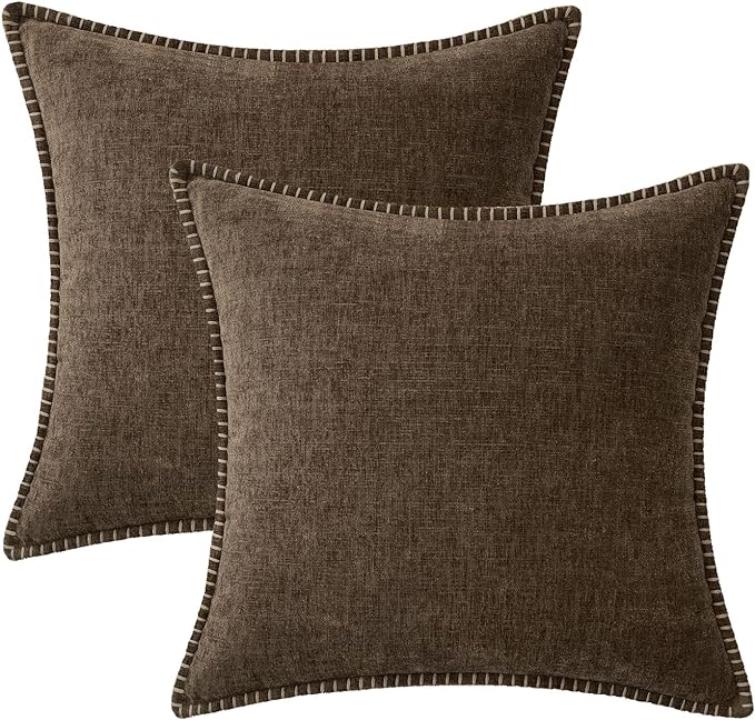 MIULEE Pack of 2 Couch Throw Pillow Covers 20x20 Inch Brown Farmhouse - Image 6