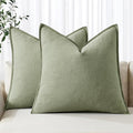 MIULEE Decorative Linen Pillow Covers 20x20 Inch Sage Green ​Boho Farmhouse​ by MIULEE