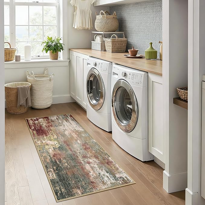 Washable Area Rugs 2'x5' Non-Slip Modern Abstract Soft - Image 9