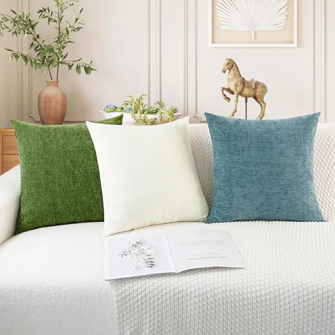 CaliTime Throw Pillow Covers Decorative 18 X 18 Inches Pack of 2 Cozy Chenille - Image 5