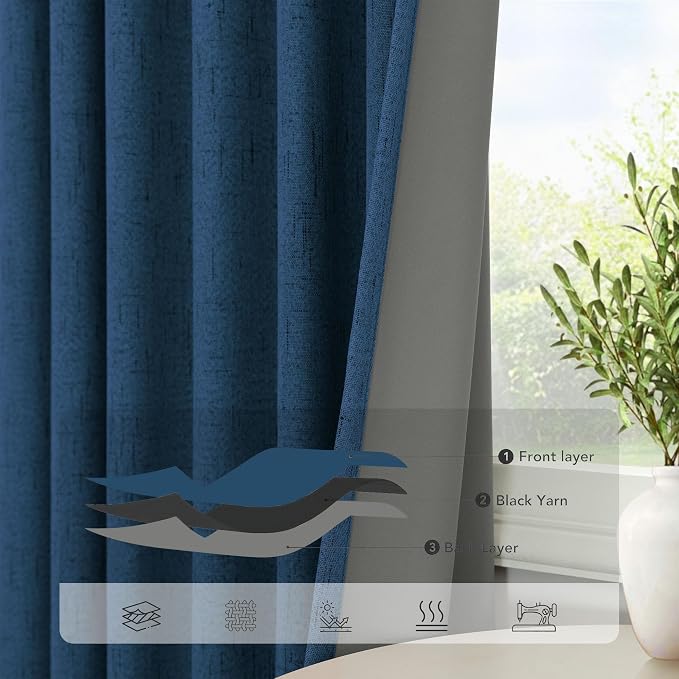 Pitalk Navy Blue Blackout Curtains - Image 5