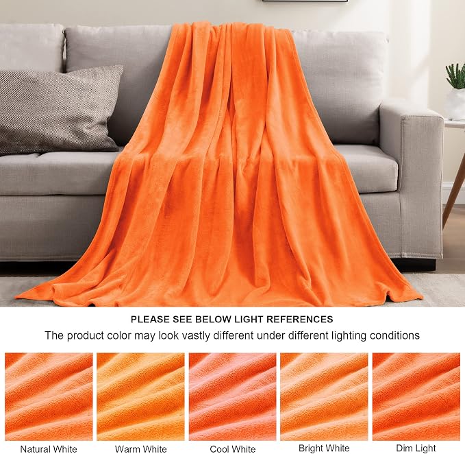 BEDELITE Fleece Blankets Queen Size Orange Throw Blankets - Image 5
