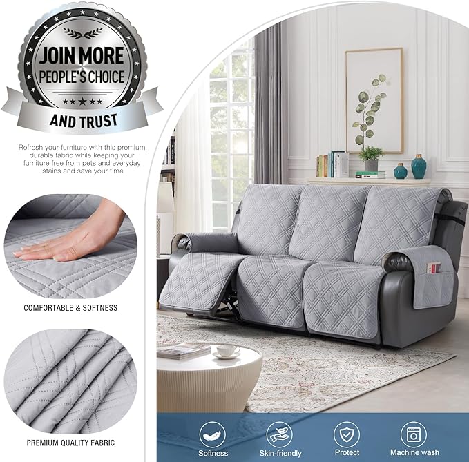 TAOCOCO 100% Waterproof Recliner Couch Cover, Non Slip Split Couch Covers - Image 2