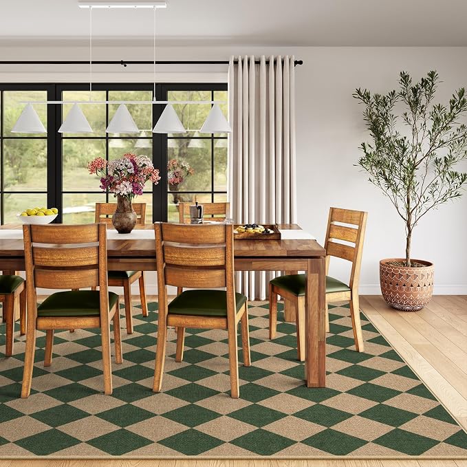 Lahome Colette Checkered Washable Rugs 8x10, Easy Jute Rug - Image 3