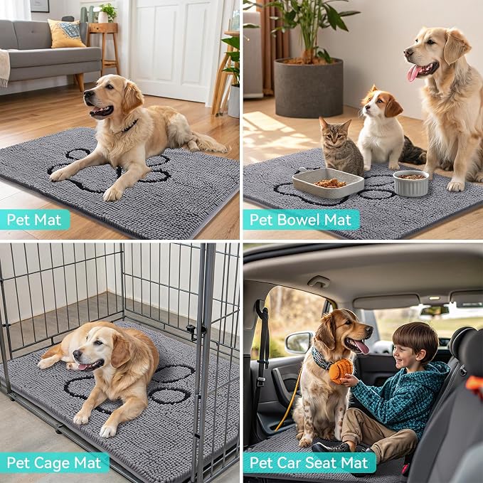 Smiry Dog Door Mat for Muddy Paws, Absorbent Dirt Trapper Non Slip Quick Dry - Image 8