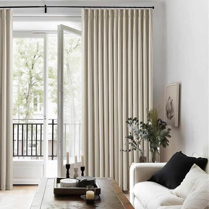Burlywood Birch 100% Blackout Pinch Pleated Linen Curtains 90 Inches Long | - Image 7