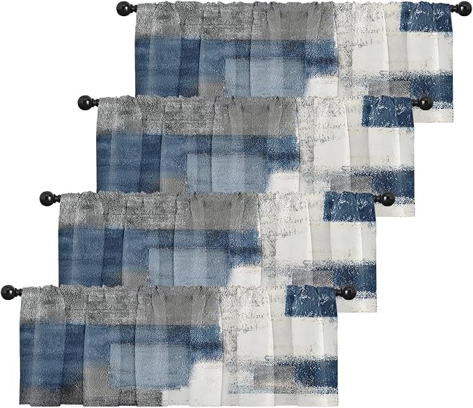 Emvency 4 Pack Valances Window Treatments, 52x12 Inch Rod Pocket Valances by Emvency
