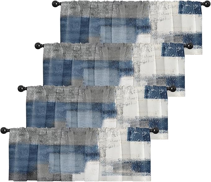Emvency 4 Pack Valances Window Treatments, 52x18 Inch Rod Pocket Valances by Emvency