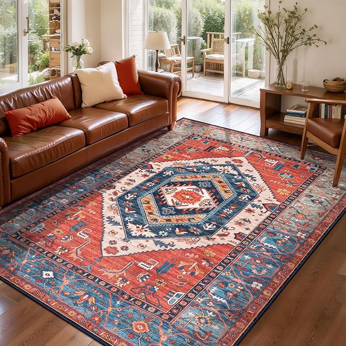 SERISSA Area Rug 3x5 Boho Rugs for Bedroom, Washable Non-Slip Kitchen Rugs - Image 3