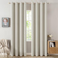 MIULEE Linen Texture Curtains for Bedroom Light Cream 100% Blackout Thermal by MIULEE