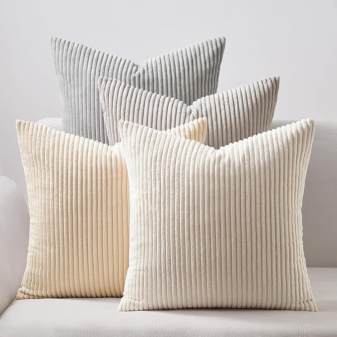 Topfinel 4 Packs Neutral Decorative Throw Pillows Covers 24x24 Inch by Topfinel