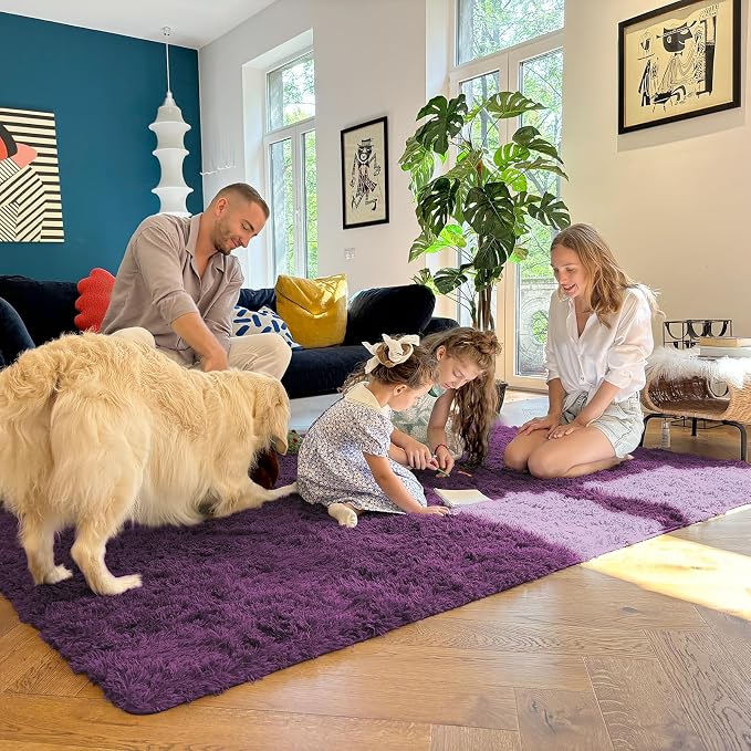 OLANLY Area Rugs for Living Room Bedroom, Machine Washable 4x5.9 ft Soft Fluffy - Image 7