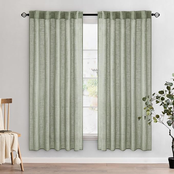 MIULEE Sage Linen Curtains 72 Inch Length 2 Panels by MIULEE