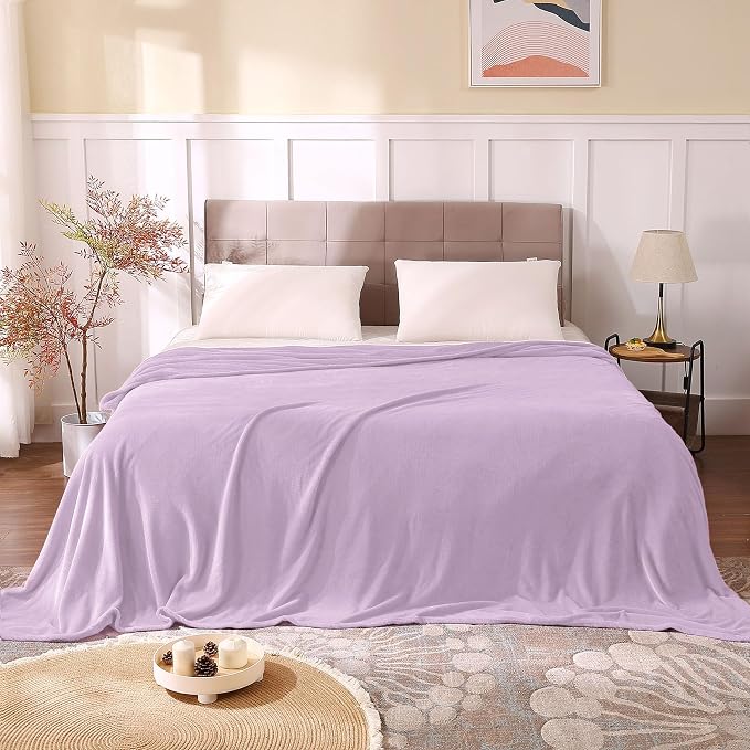BEDELITE Fleece Blankets Queen Size Lilac Throw Blankets - Image 2