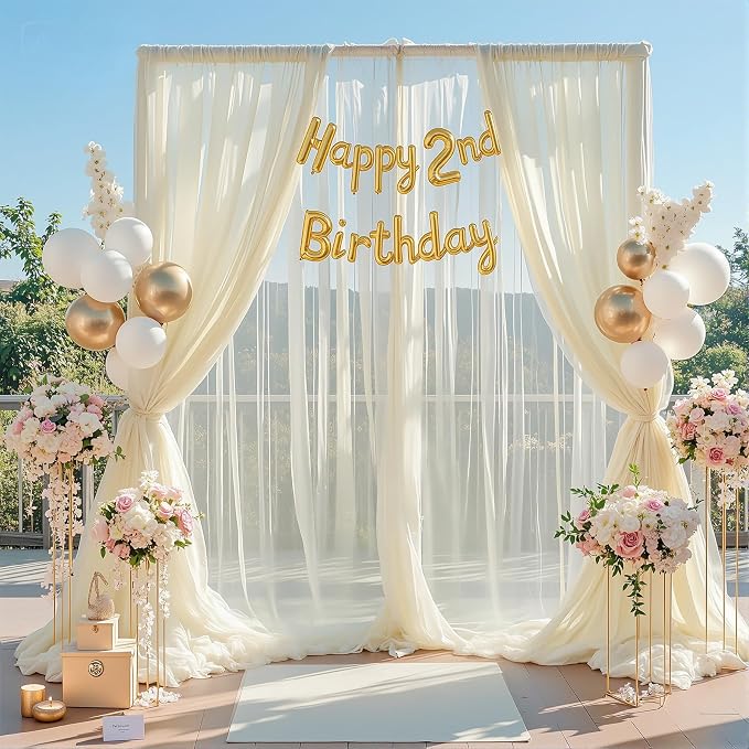 20ft x 15ft Champagne Tulle Backdrop Curtain - Image 3