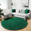 ONASAR Dark Green Round Area Rugs 5ft, Fluffy Soft Bedroom Circle Rug by ONASAR