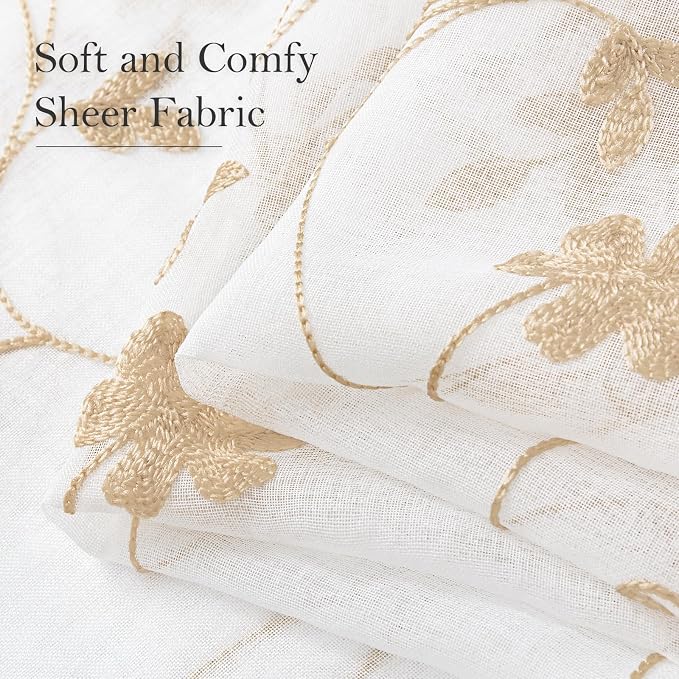 HOMEIDEAS Yellow Sheer Curtains 96 Inches Long 2 Panels Yellow and White - Image 5
