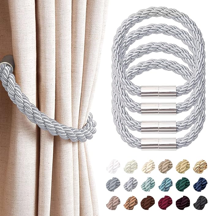 NICEEC 4 Pack Strong Magnetic Curtain Tiebacks Modern Simple Style Drape Tie by NICEEC