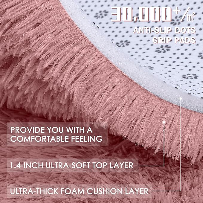 OLANLY Pale Pink Round Rugs for Bedroom - Image 7