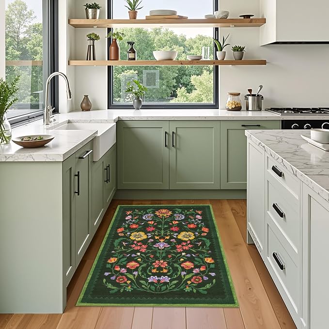 GarveeHome Protea Floral Rug for Entryway 2x3 Rugs Machine Washable Boho Small - Image 2