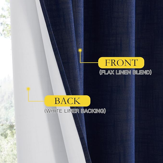 NICETOWN Vintage Open Linen Weave Flax Thermal Curtains, 100% Blackout Curtains - Image 5
