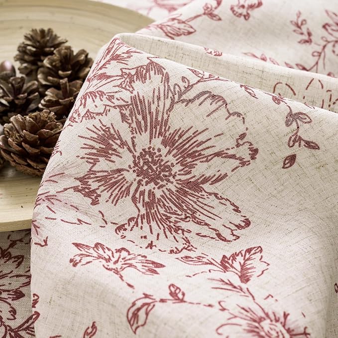 jinchan Lined Linen Blend Curtain Floral Curtains - Image 9
