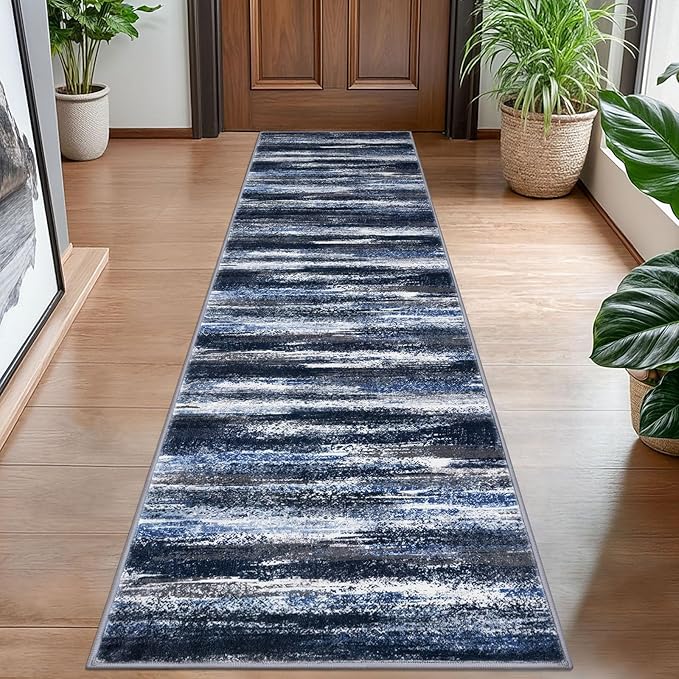 Lansny Modern Abstract Hallway Runner Rug by lansny