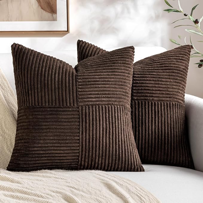 MIULEE Dark Brown Decorative Throw Pillow Covers 20x20 Inch by MIULEE