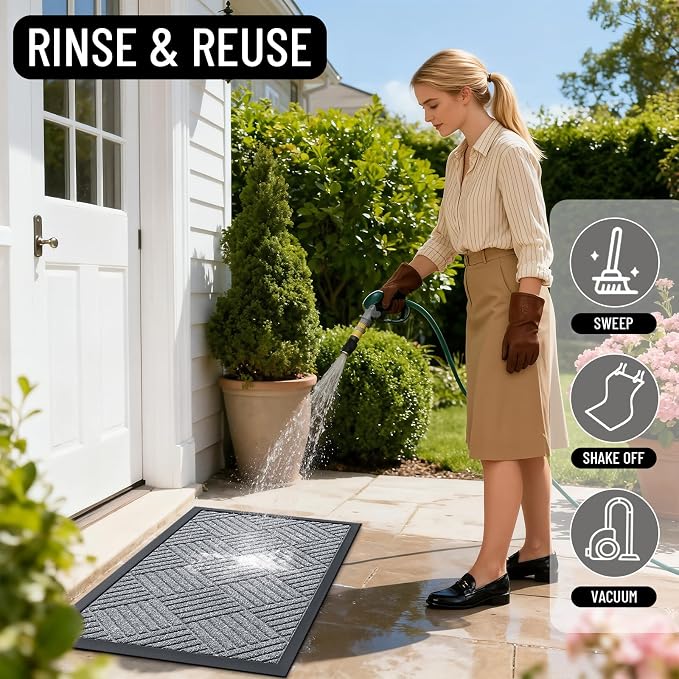 OLANLY Front Door Mat Outside Entrance 33x21, Heavy Duty Sturdy Natural Rubber - Image 7